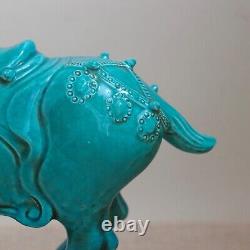 Italian Pottery Blue Chinese Tang Horse Figurine MCM Ugo Zaccagnini Sculpture