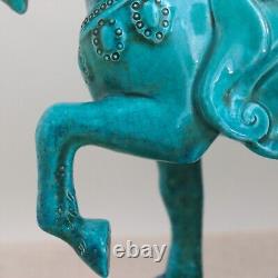 Italian Pottery Blue Chinese Tang Horse Figurine MCM Ugo Zaccagnini Sculpture