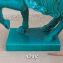 Italian Pottery Blue Chinese Tang Horse Figurine MCM Ugo Zaccagnini Sculpture