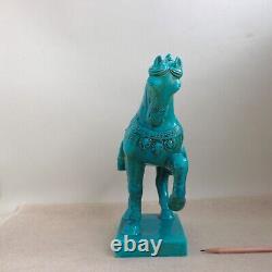 Italian Pottery Blue Chinese Tang Horse Figurine MCM Ugo Zaccagnini Sculpture