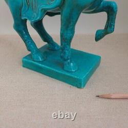 Italian Pottery Blue Chinese Tang Horse Figurine MCM Ugo Zaccagnini Sculpture