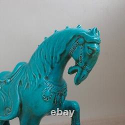 Italian Pottery Blue Chinese Tang Horse Figurine MCM Ugo Zaccagnini Sculpture