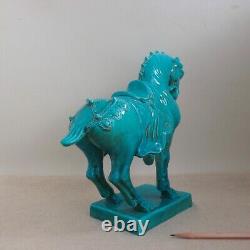 Italian Pottery Blue Chinese Tang Horse Figurine MCM Ugo Zaccagnini Sculpture