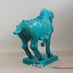 Italian Pottery Blue Chinese Tang Horse Figurine MCM Ugo Zaccagnini Sculpture