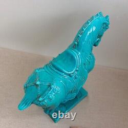 Italian Pottery Blue Chinese Tang Horse Figurine MCM Ugo Zaccagnini Sculpture