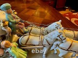 Japan Bisque porcelain Romantic group Figurine coach Princess Carriage Horses 19