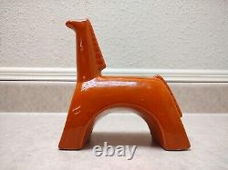 Jaru of California MCM Rare Orange Horse Figurine Pottery Sculpture 7.5 Tall