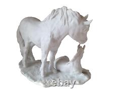 KAISER PORCELAIN HORSES PONY GROUP MARE & FOAL/COLT LTD ED White Bisque No Box