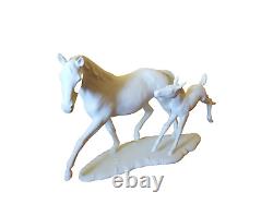 Kaiser Porcelain Figurine Horse Mare with Foal No. 403 White Bisque No Box