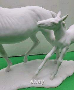 Kaiser Porcelain Figurine Mare With Foal No. 403 White Bisque No Box