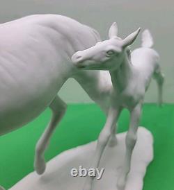 Kaiser Porcelain Figurine Mare With Foal No. 403 White Bisque No Box