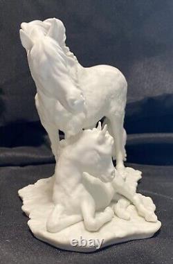 Kaiser W Germany Porcelain Mare And Foal Shetland Pony Figurine White Bisque