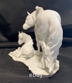 Kaiser W Germany Porcelain Mare And Foal Shetland Pony Figurine White Bisque