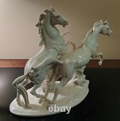 Karl Ens Porcelain Galloping Horses Germany Big Figurine Orig. 12 x 9.5 VTG