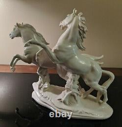 Karl Ens Porcelain Galloping Horses Germany Big Figurine Orig. 12 x 9.5 VTG