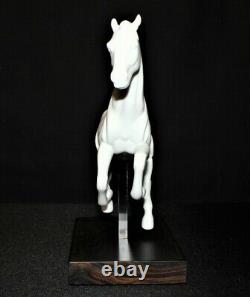 LLadro Gallop I Horse White Matte Finish Sculpture Figurine on Wood Base