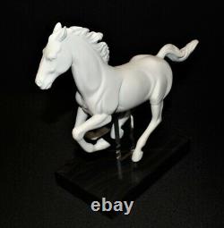 LLadro Gallop I Horse White Matte Finish Sculpture Figurine on Wood Base
