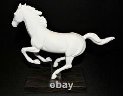 LLadro Gallop I Horse White Matte Finish Sculpture Figurine on Wood Base