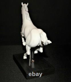 LLadro Gallop I Horse White Matte Finish Sculpture Figurine on Wood Base