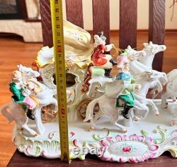 Large 16.5 German Porcelain Horse Drawn Carriage Figurine Rococo Coach Vintage