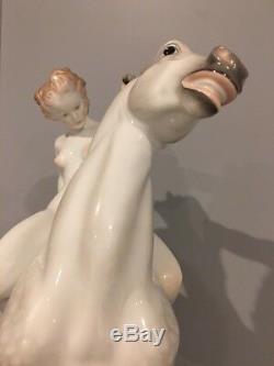 Large 16 Herend Amazon Figurine Nude Woman on Horse Fine Porcelain 15760 Lote