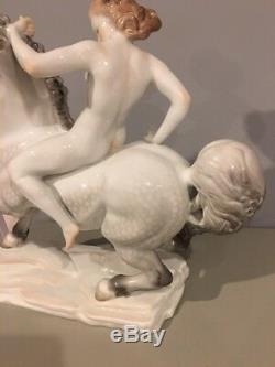 Large 16 Herend Amazon Figurine Nude Woman on Horse Fine Porcelain 15760 Lote