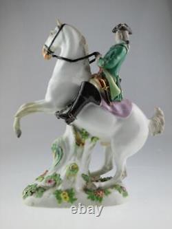 Large Antique 19th Century Meissen Porcelain Soldier Horse Rider Circa 1870