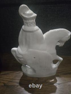 Large Antique English Staffordshire figurine of Cromwell riding horse 1860