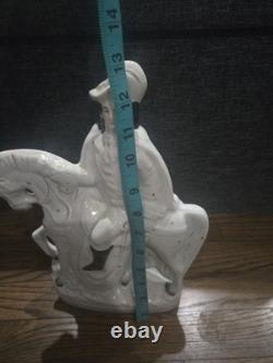 Large Antique English Staffordshire figurine of Cromwell riding horse 1860