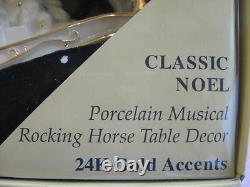 Large CLASSIC NOEL Porcelain Musical Rocking Horse 24K-New Open Box