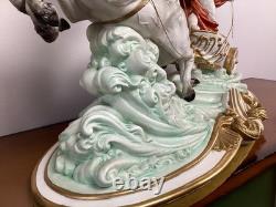 Large Capodimonte Porcelain Horse Chariot Sculpture L Cazzola Porcellane Princip