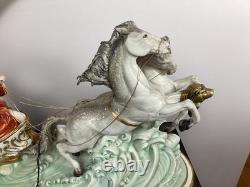Large Capodimonte Porcelain Horse Chariot Sculpture L Cazzola Porcellane Princip