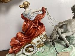 Large Capodimonte Porcelain Horse Chariot Sculpture L Cazzola Porcellane Princip