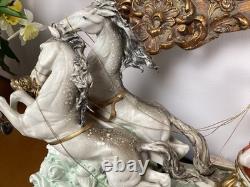 Large Capodimonte Porcelain Horse Chariot Sculpture L Cazzola Porcellane Princip
