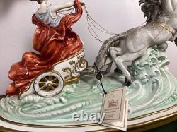 Large Capodimonte Porcelain Horse Chariot Sculpture L Cazzola Porcellane Princip