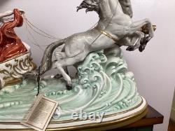 Large Capodimonte Porcelain Horse Chariot Sculpture L Cazzola Porcellane Princip Large Capodimonte Porcelain Horse Chariot Sculpture L Cazzola Porcellane Princip