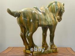 Large Ceramic Tang Dynasty Horse Statue, 21 Tall Asian Antique-Style Figurine