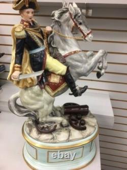 Large Colorful German Porcelain Napoleon & Horse 28 Tall Very Heavy 52 Lbs