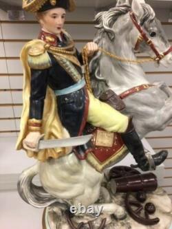 Large Colorful German Porcelain Napoleon & Horse 28 Tall Very Heavy 52 Lbs