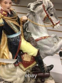 Large Colorful German Porcelain Napoleon & Horse 28 Tall Very Heavy 52 Lbs