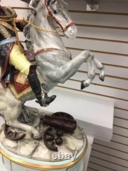 Large Colorful German Porcelain Napoleon & Horse 28 Tall Very Heavy 52 Lbs
