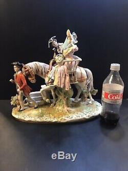 Large Dresden Porcelain Horse Carriage Man Woman Dresden Diorama