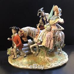 Large Dresden Porcelain Horse Carriage Man Woman Dresden Diorama