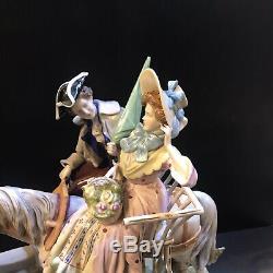 Large Dresden Porcelain Horse Carriage Man Woman Dresden Diorama