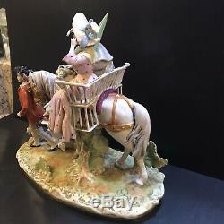 Large Dresden Porcelain Horse Carriage Man Woman Dresden Diorama