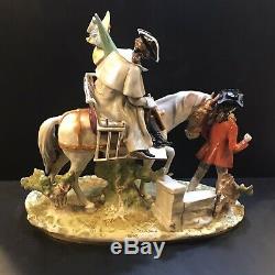 Large Dresden Porcelain Horse Carriage Man Woman Dresden Diorama