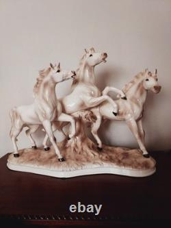 Large ECHT ALTMANN Art Sculpture of RUNNING STALLIONS by J. Stewarle- excellen
