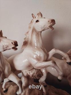 Large ECHT ALTMANN Art Sculpture of RUNNING STALLIONS by J. Stewarle- excellen