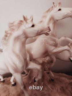 Large ECHT ALTMANN Art Sculpture of RUNNING STALLIONS by J. Stewarle- excellen