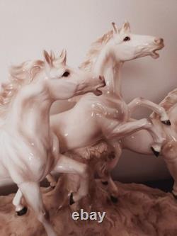 Large ECHT ALTMANN Art Sculpture of RUNNING STALLIONS by J. Stewarle- excellen